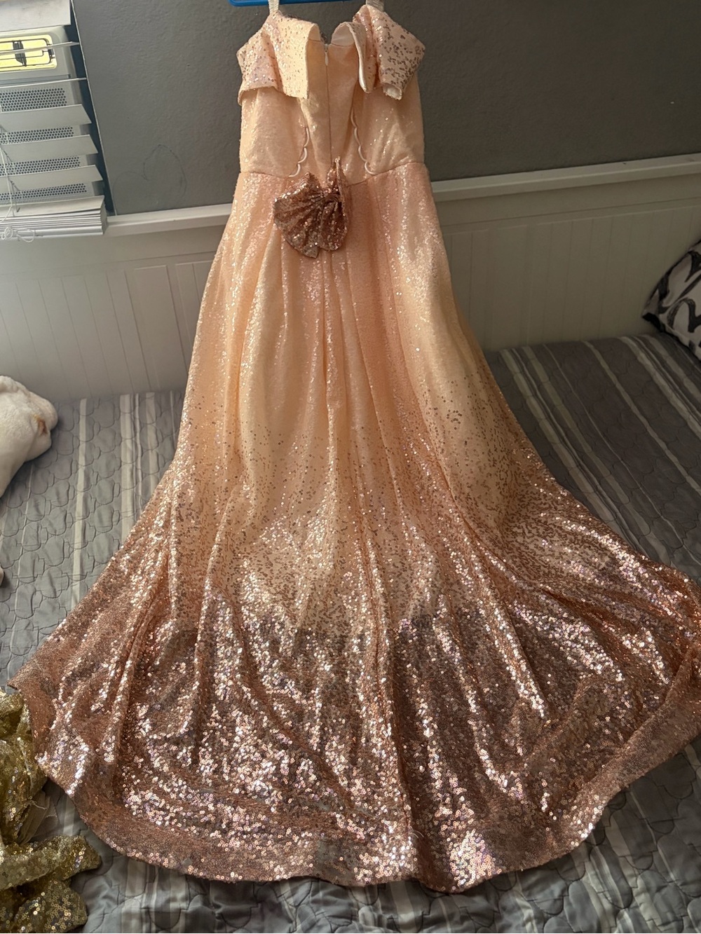 Girls Sparkle Ombré Tulle Party Dress in Rose Gold